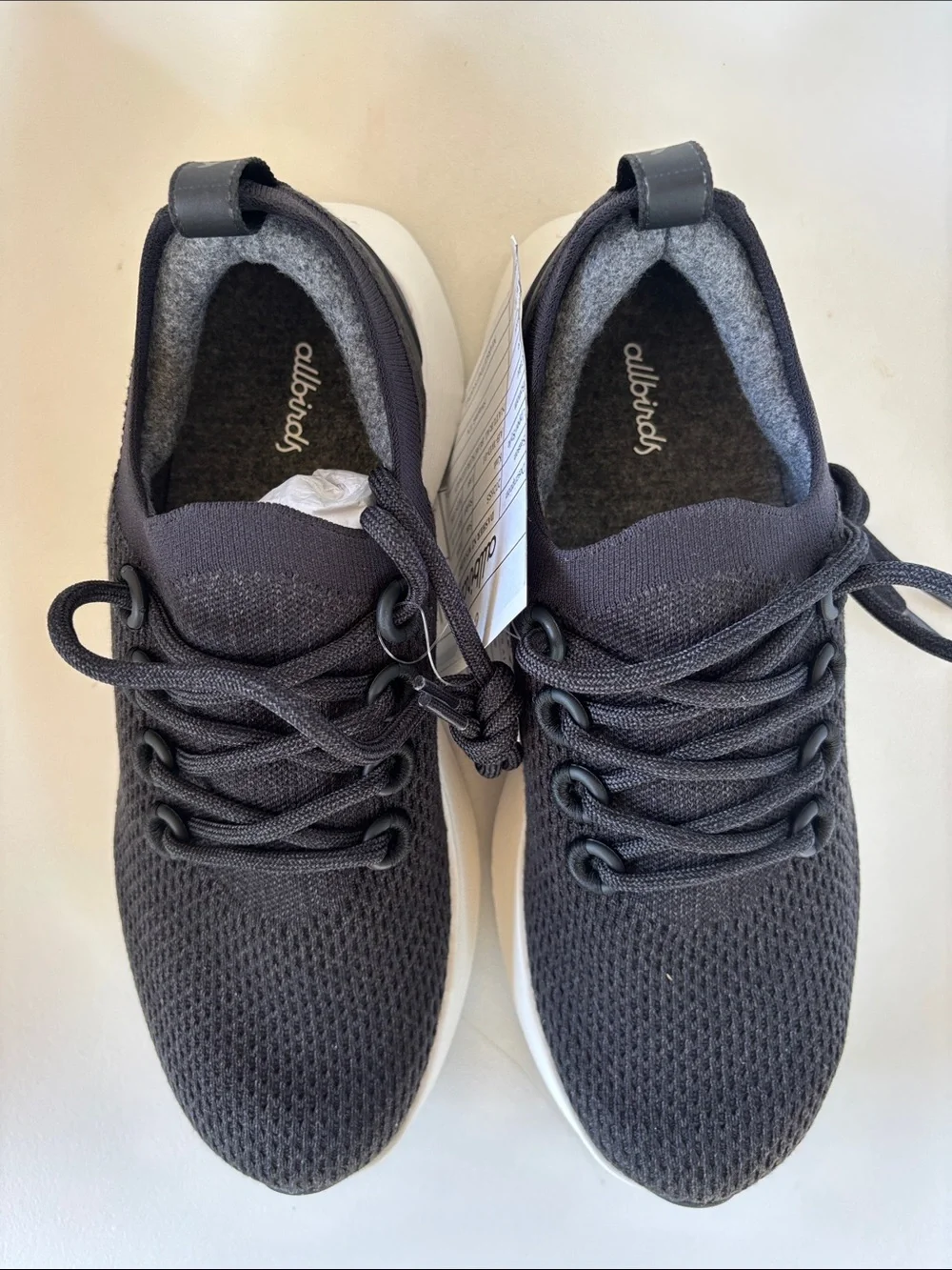 allbirds Dasher, Men’s size 9, Black Knit/White Sole, new condition